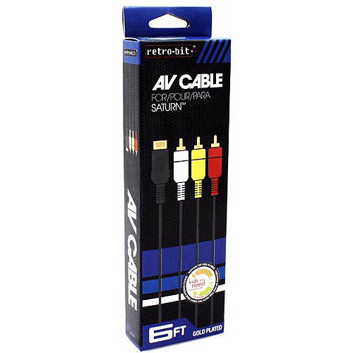 812820014477 Cable Video Aux AV Pour Console Sega Saturn  Retro-Bit